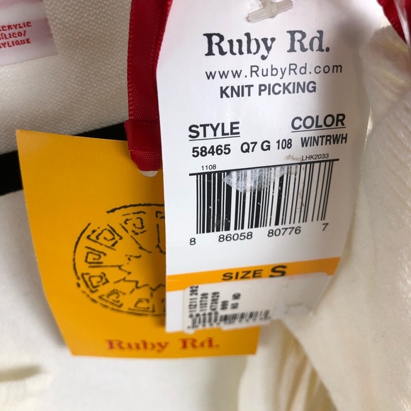 NWT Ruby Rd. Ivory cardigan with rose detail size: S - Picture 3 of 6